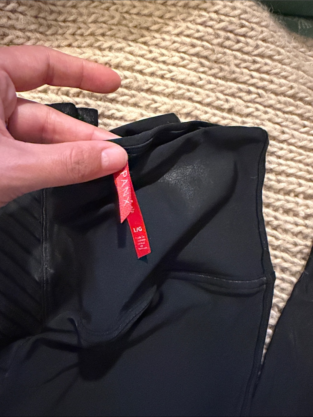 SPANX Black Shiny Leggings with Red Brand Tag - Picture 3 of 3